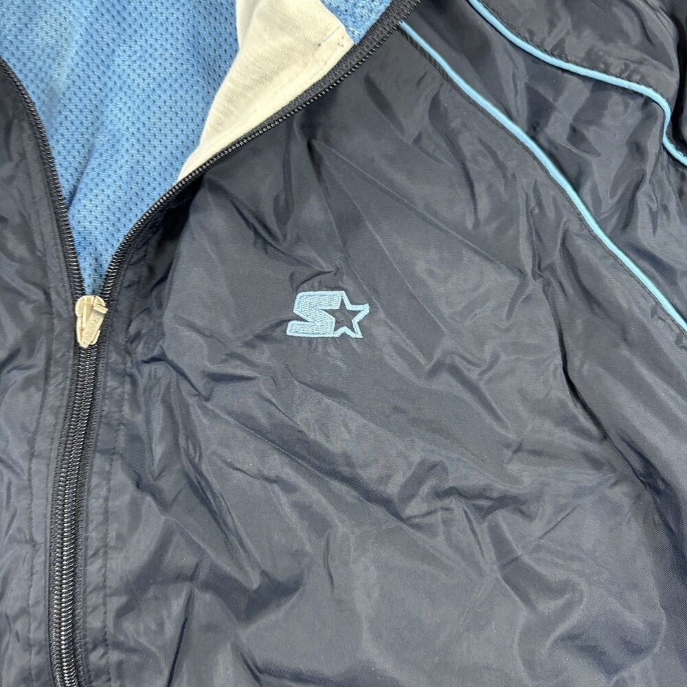 VINTAGE 90s Starter Windbreaker Jacket Mens M Navy Blue Pockets Full Zip Mesh - Picture 3 of 8